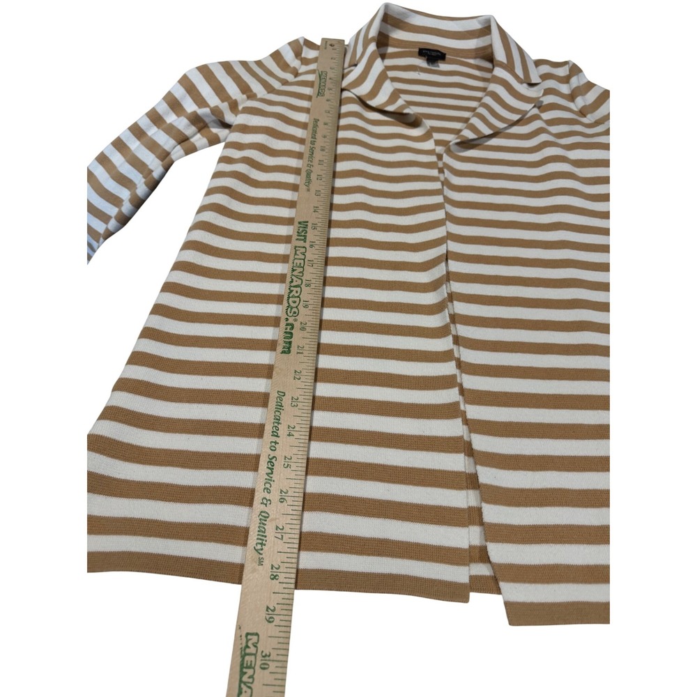 Ann Taylor Factory Womens Tan White Striped Knit Cardigan Blazer Sweater Small - Picture 4 of 6